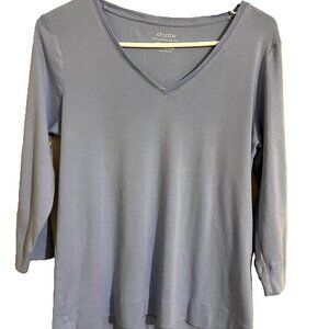Chicos Light Blue (Not Gray) 3 Quarter Sleeve Top Size M